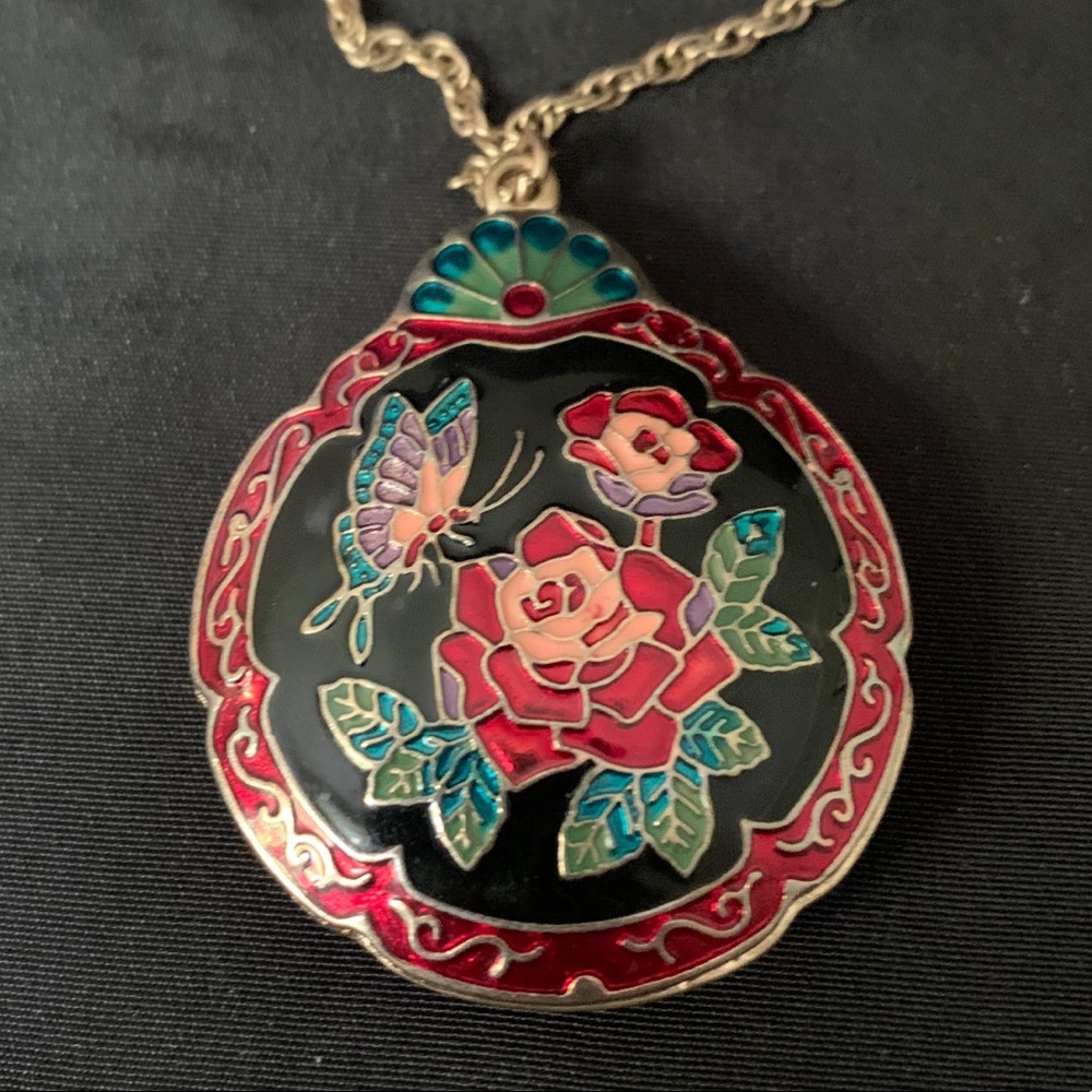 Enamel Double Sided Enamel Large Shell Pendant - image 1